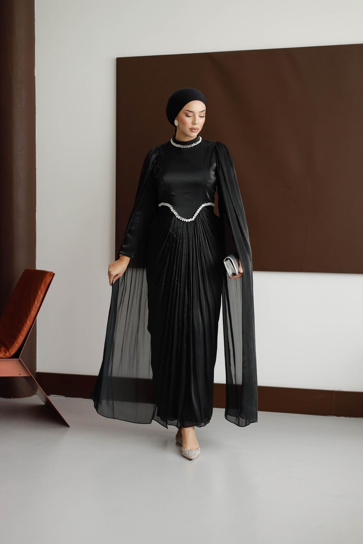 4817 T Periline Abiye-Siyah