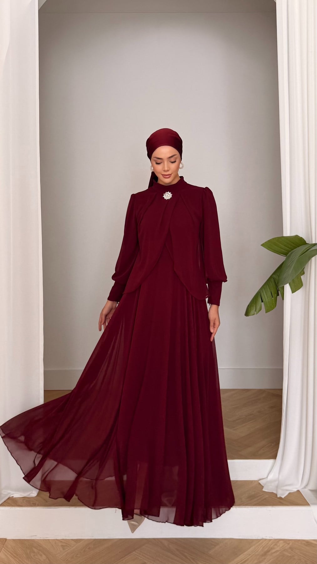 4948 T Bayan Elbise-Bordo