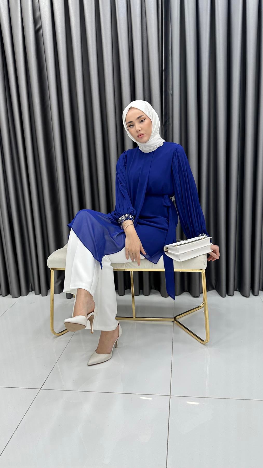 50257 F Bayan Tunik-Saks Mavi