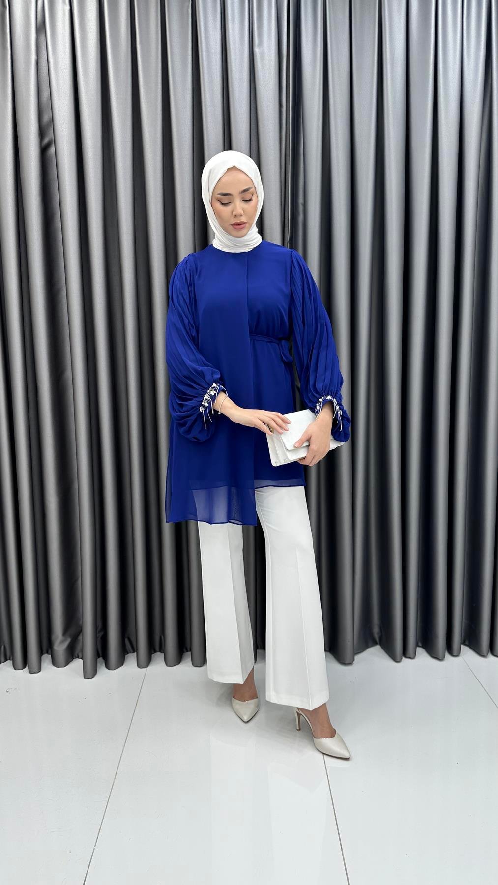 50257 F Bayan Tunik-Saks Mavi