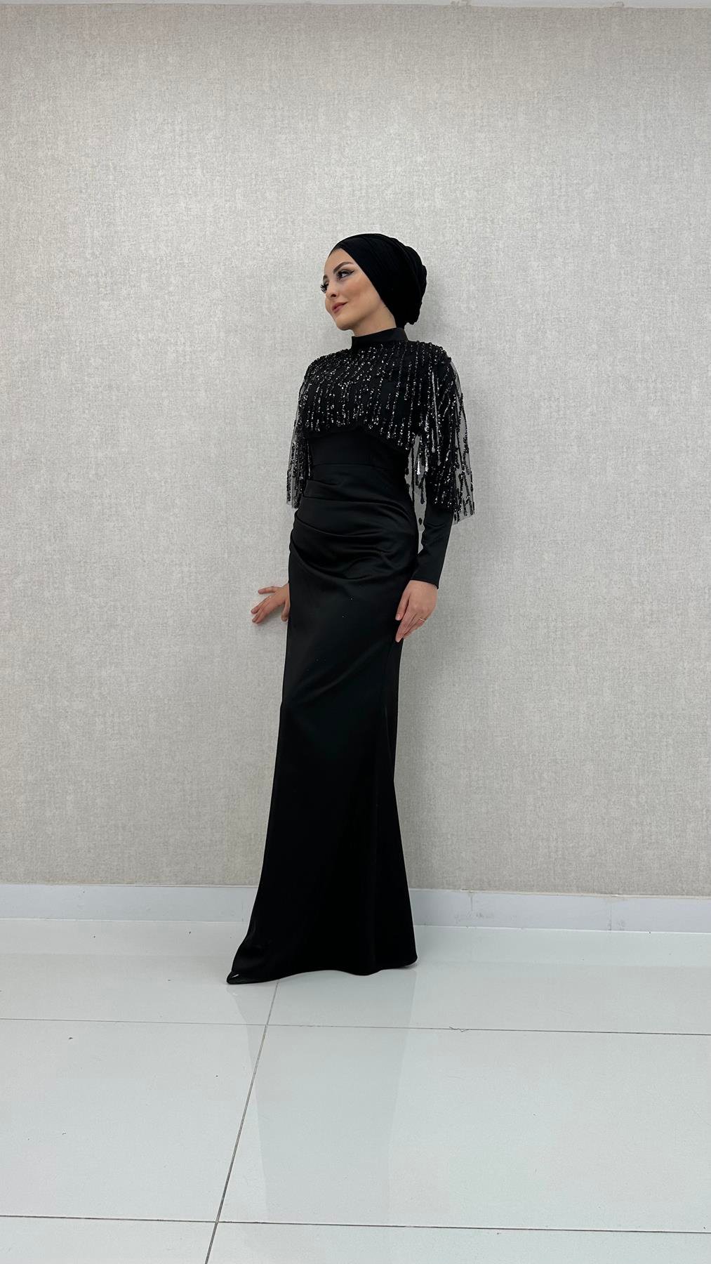 5210 F Abiye Elbise-Siyah