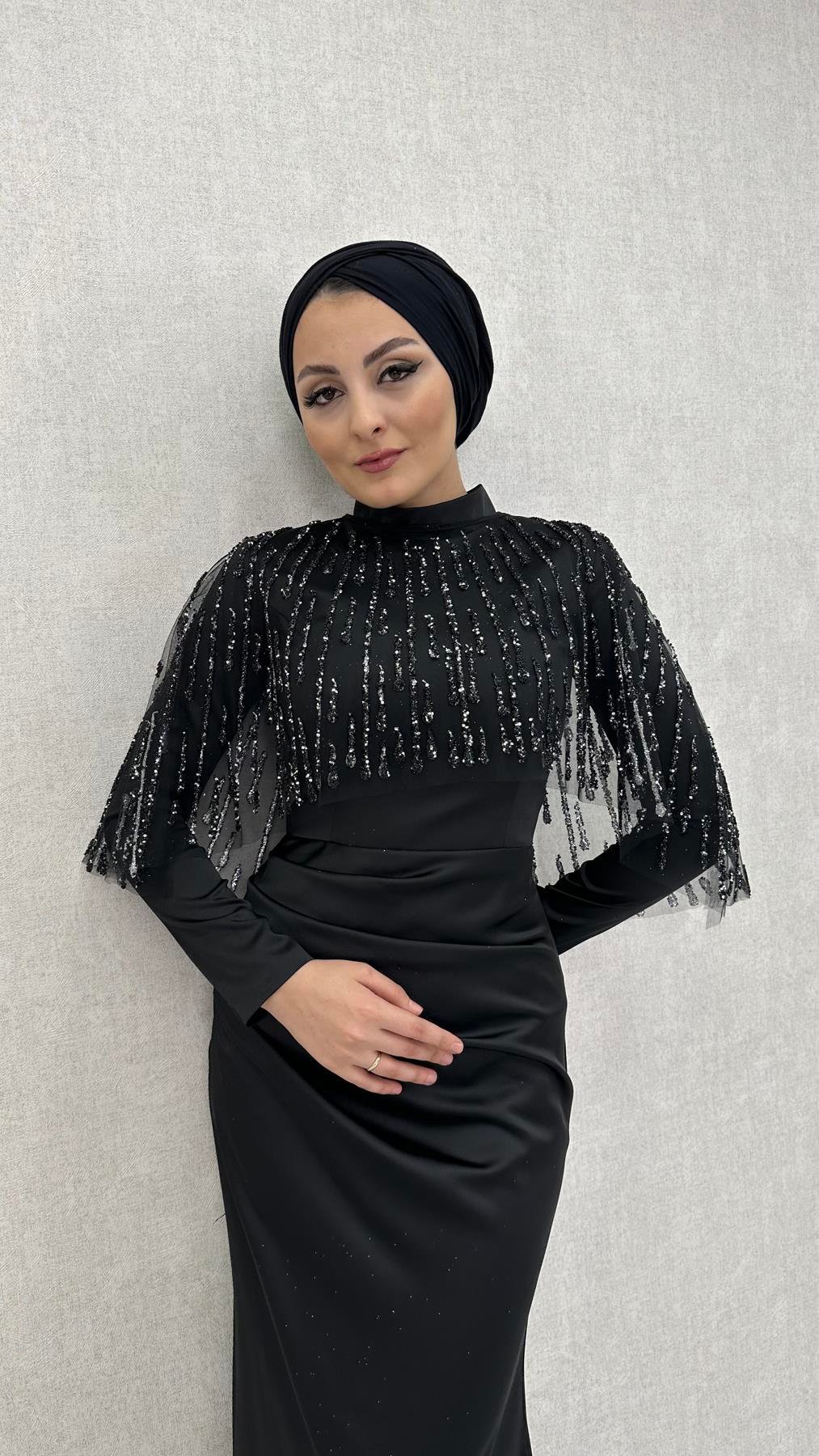 5210 F Abiye Elbise-Siyah