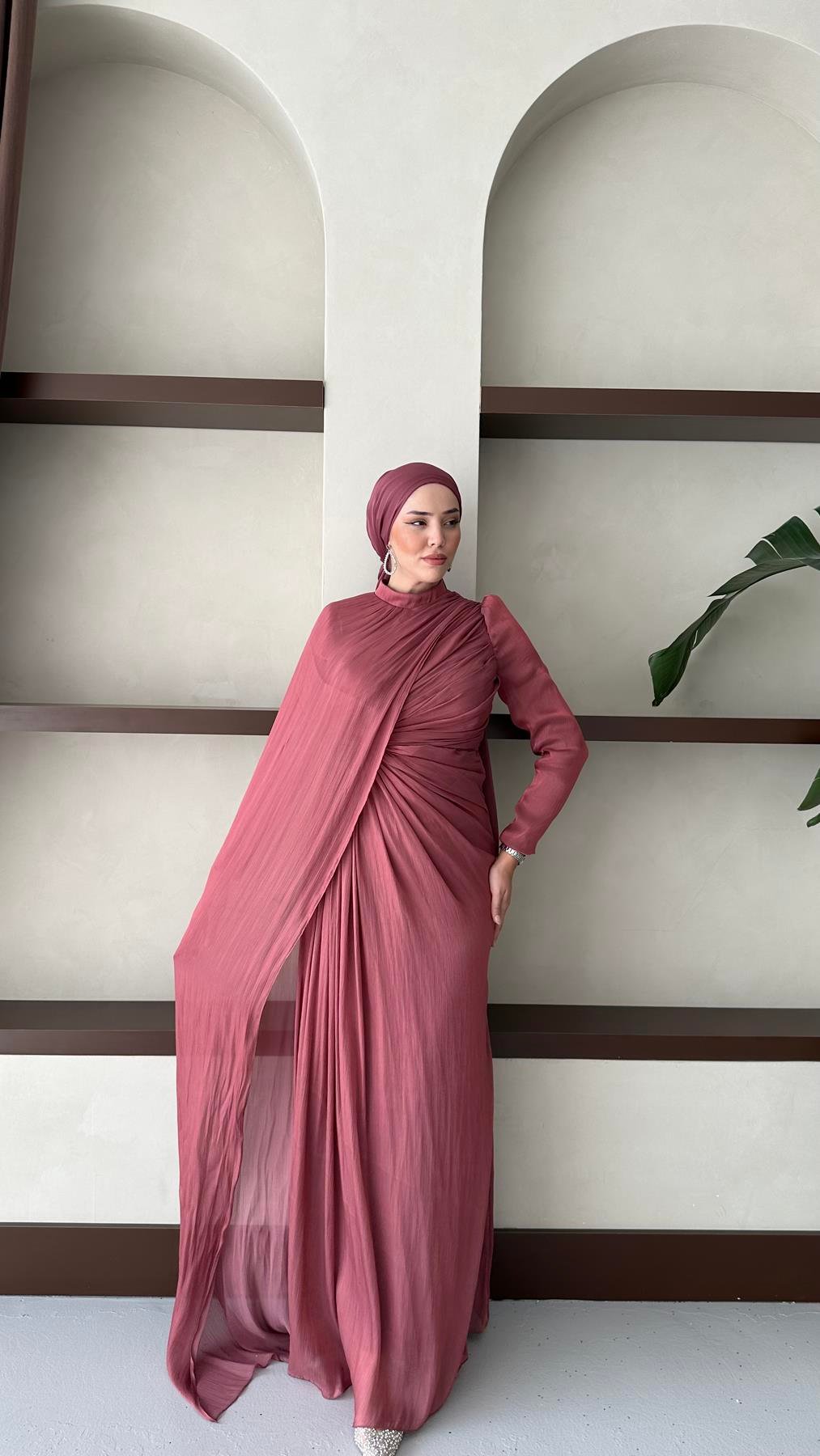 5214 D Abiye Elbise-berry