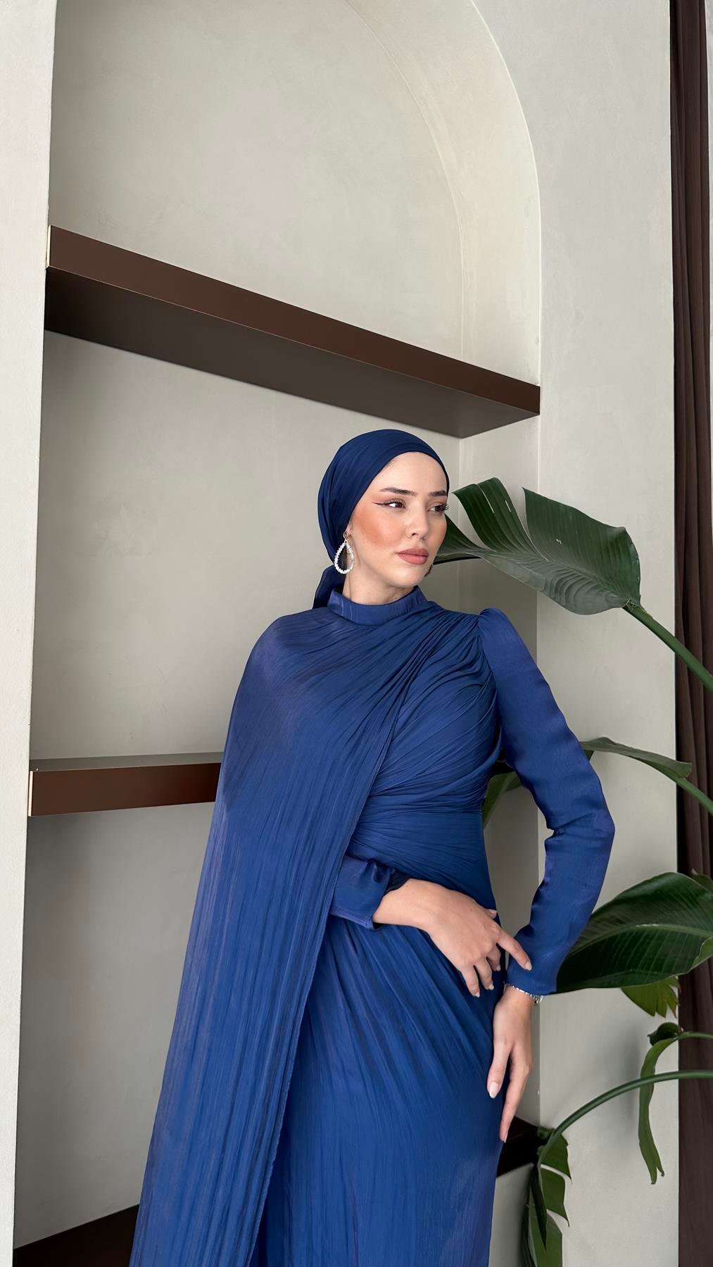 5214 D Abiye Elbise-Lacivert