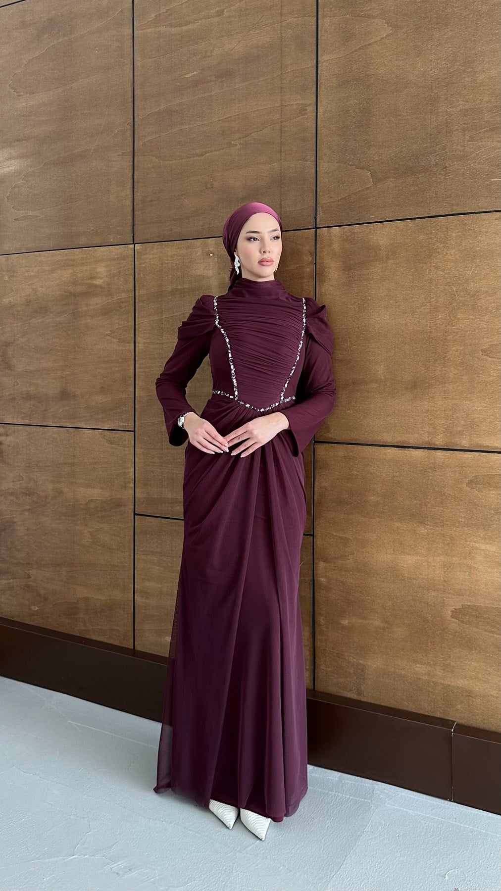 5232 H Elegance Abiye-Bordo