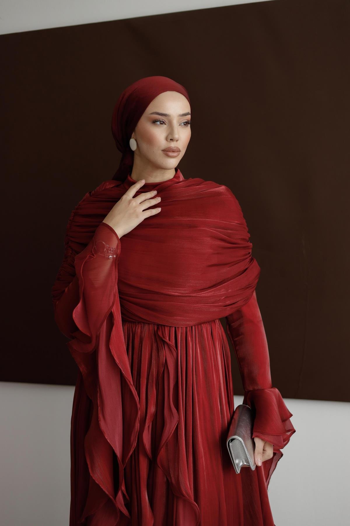 5398 D Elegance Abiye-Bordo