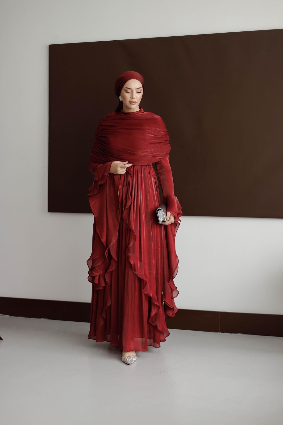 5398 D Elegance Abiye-Bordo