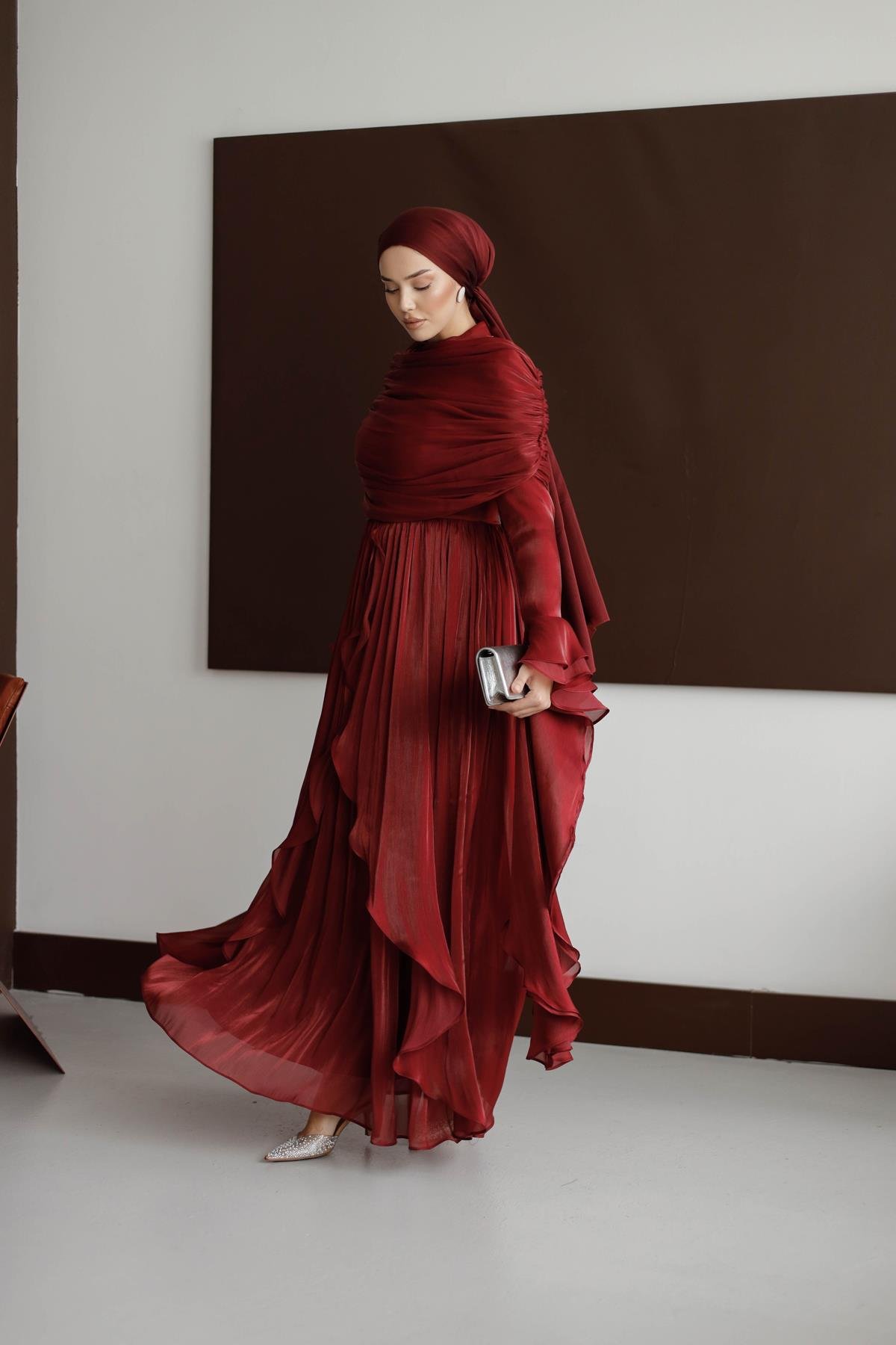 5398 D Elegance Abiye-Bordo