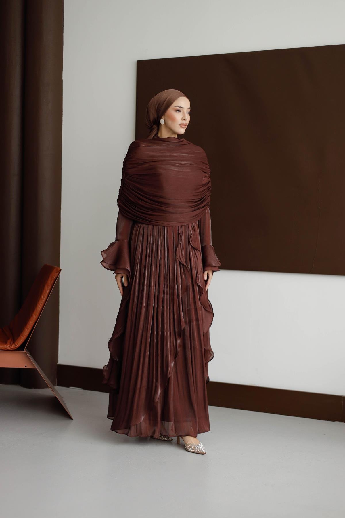 5398 D Elegance Abiye-Kahve Rengi