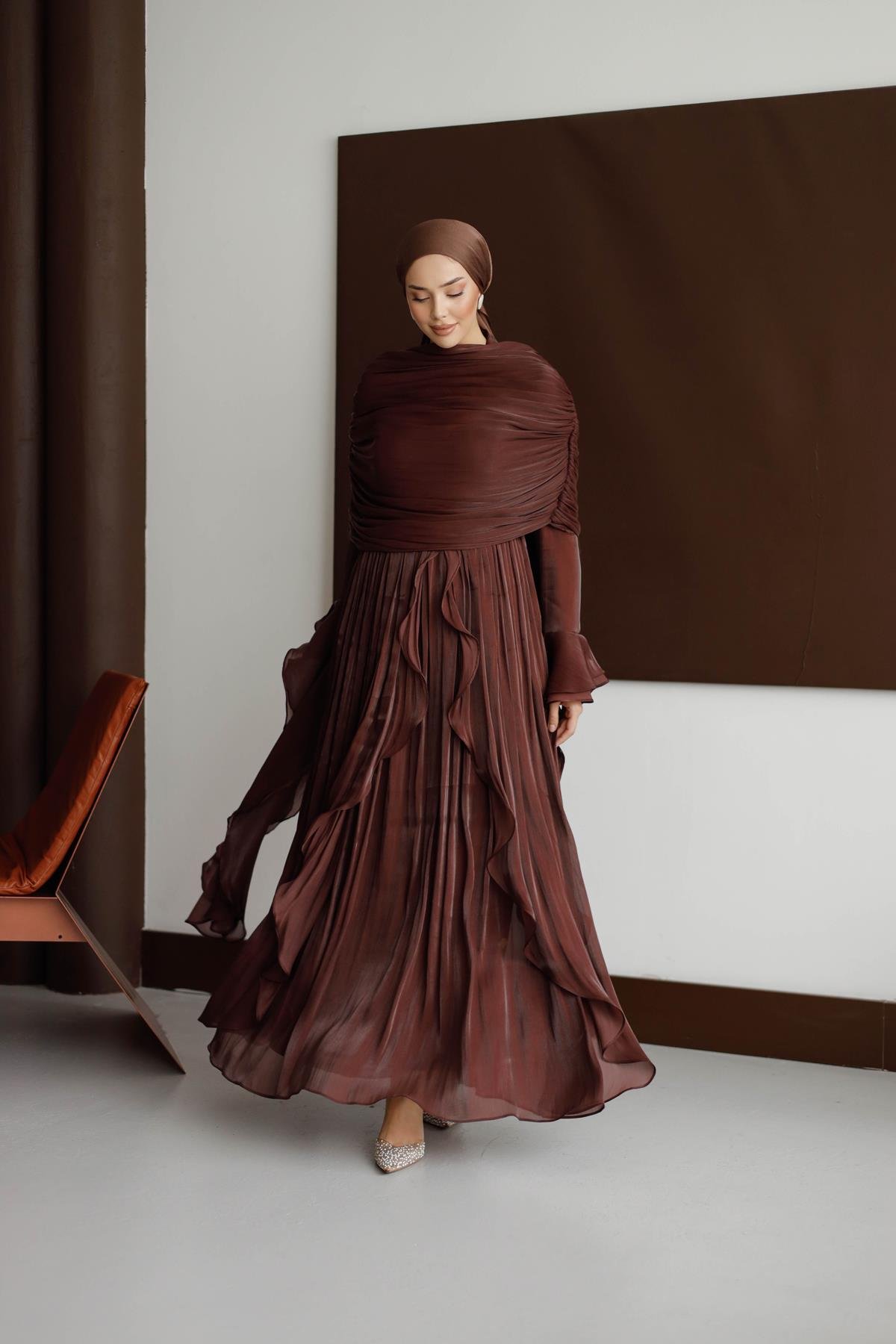 5398 D Elegance Abiye-Kahve Rengi