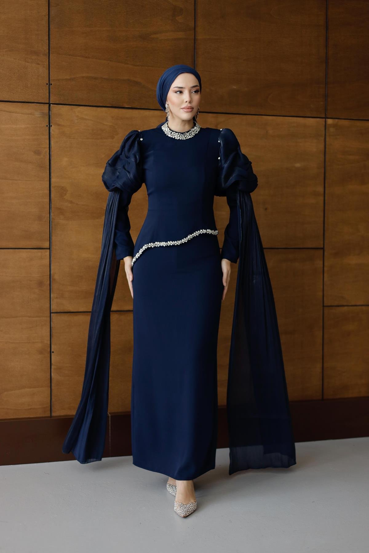 5423 D Abiye Elbise-Lacivert