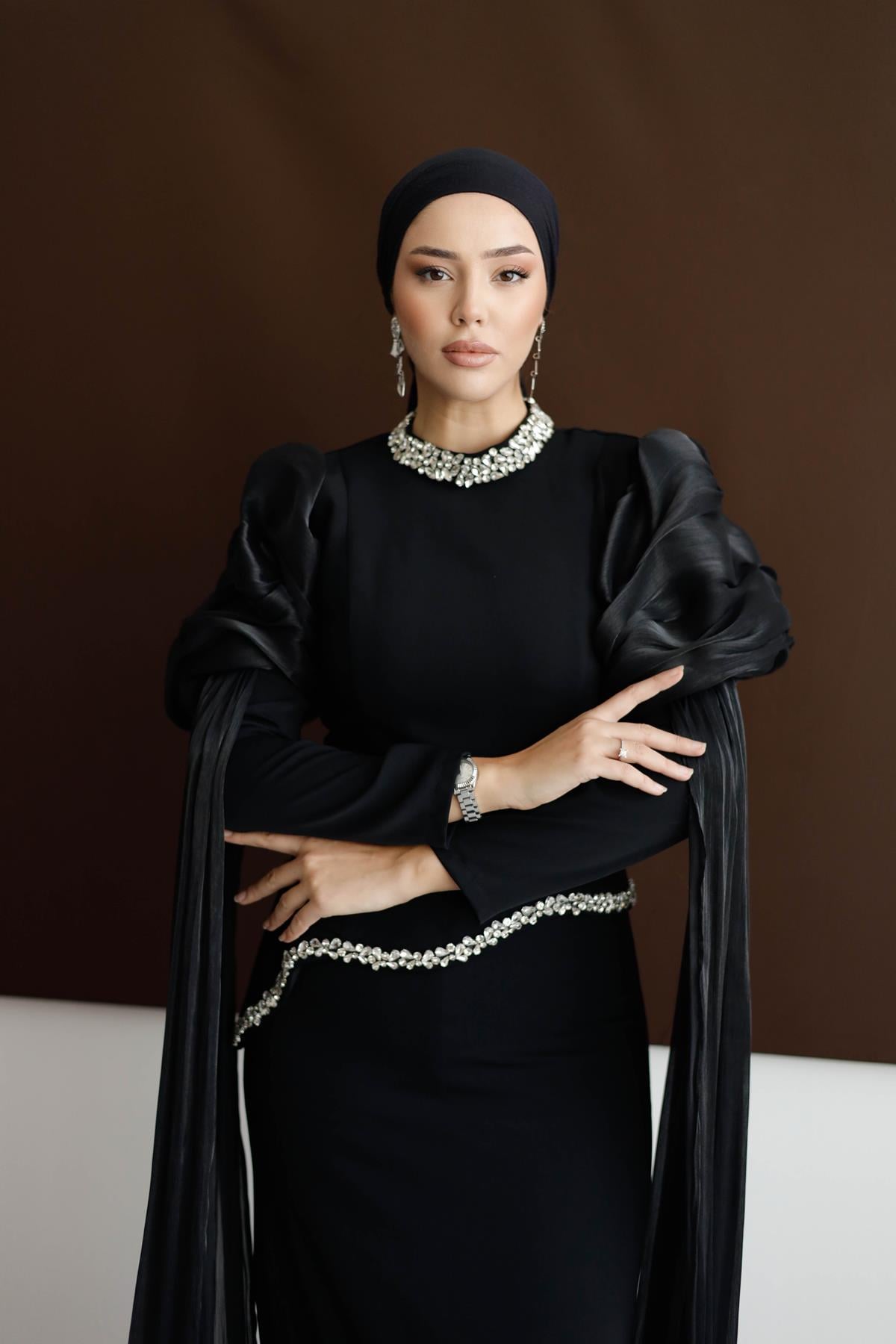 5423 D Abiye Elbise-Siyah