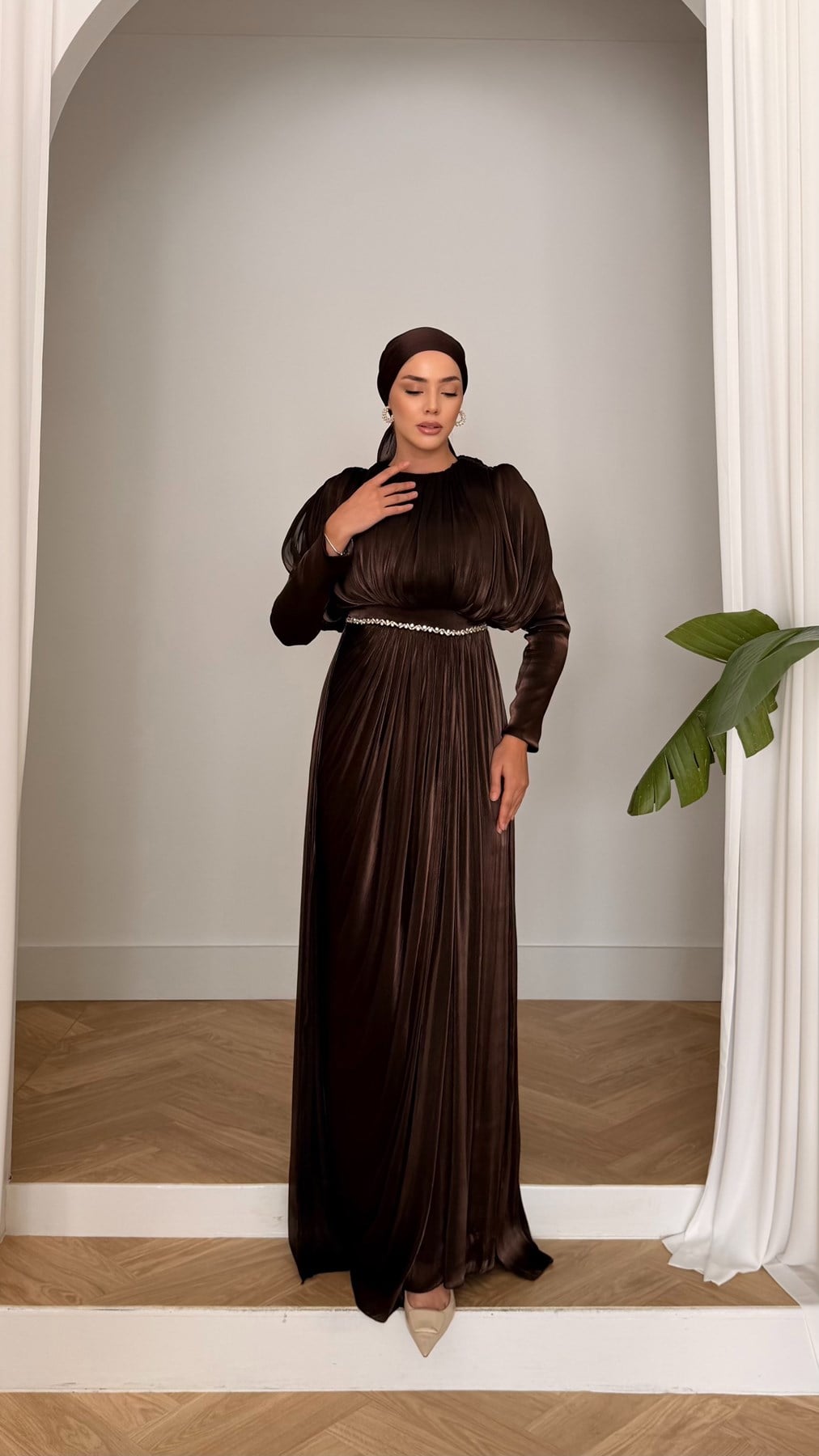 5509 H Nergish Abiye-Kahve Rengi