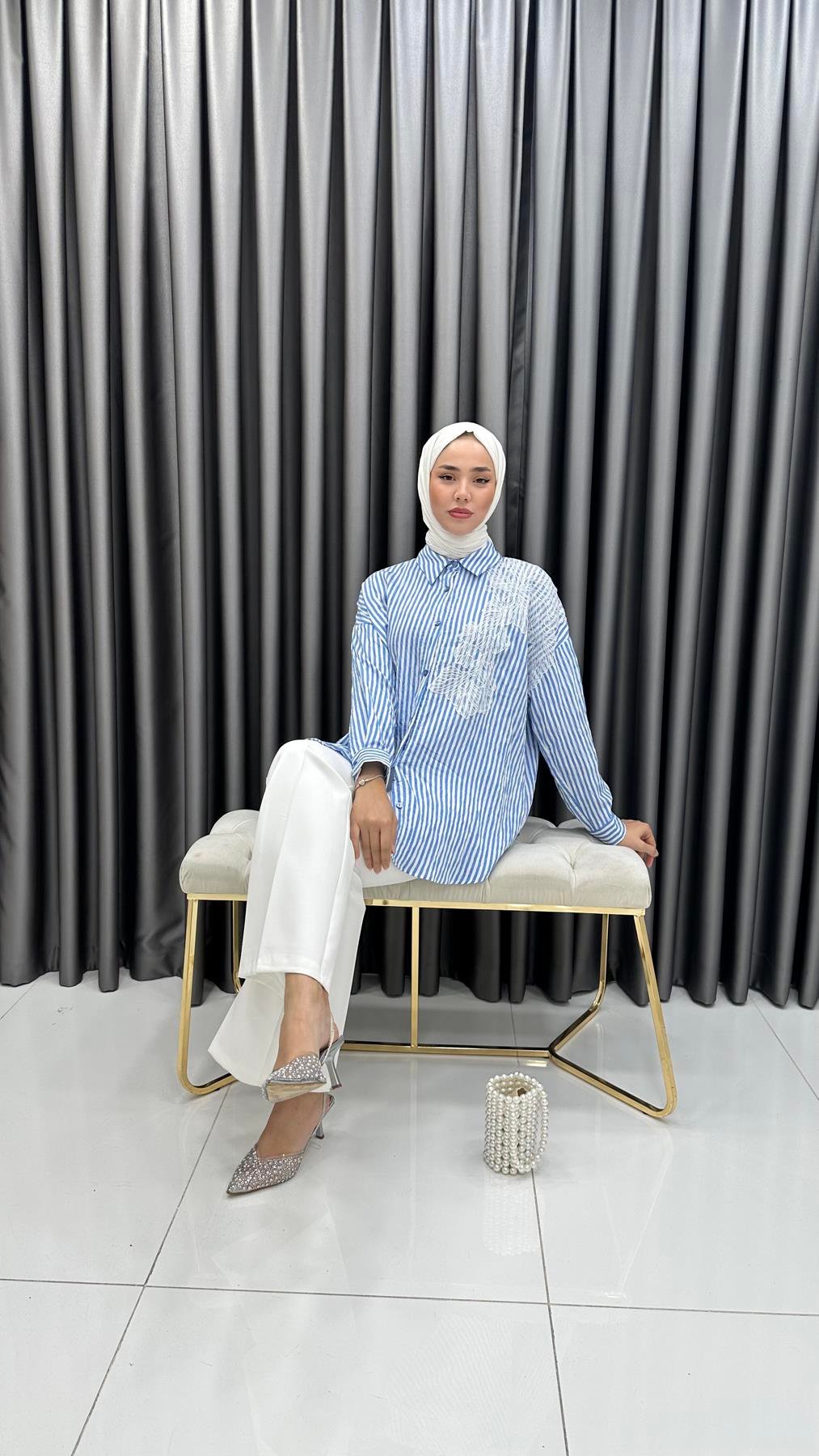 5605 B Bayan Tunik-Mavi