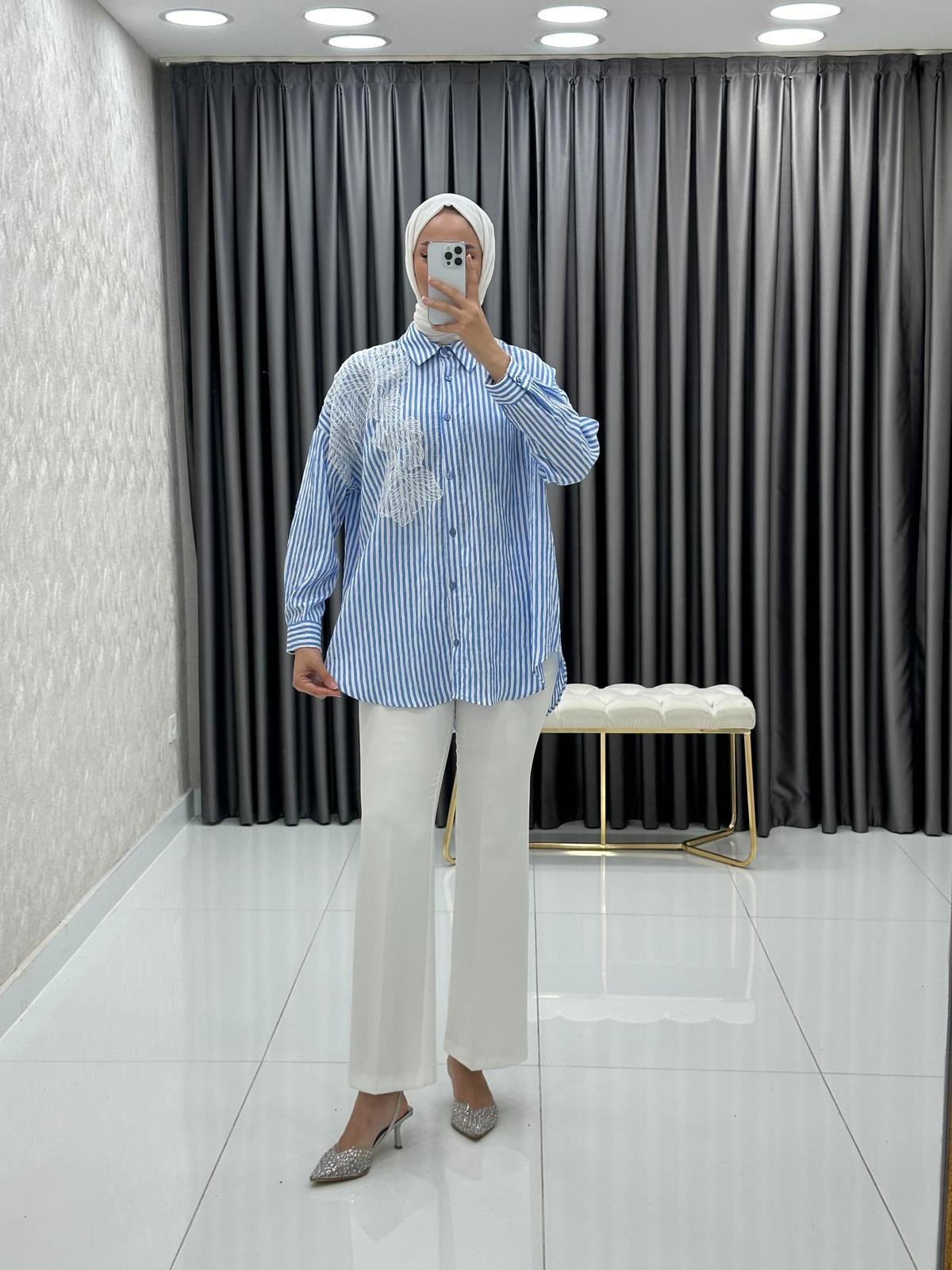 5605 B Bayan Tunik-Mavi