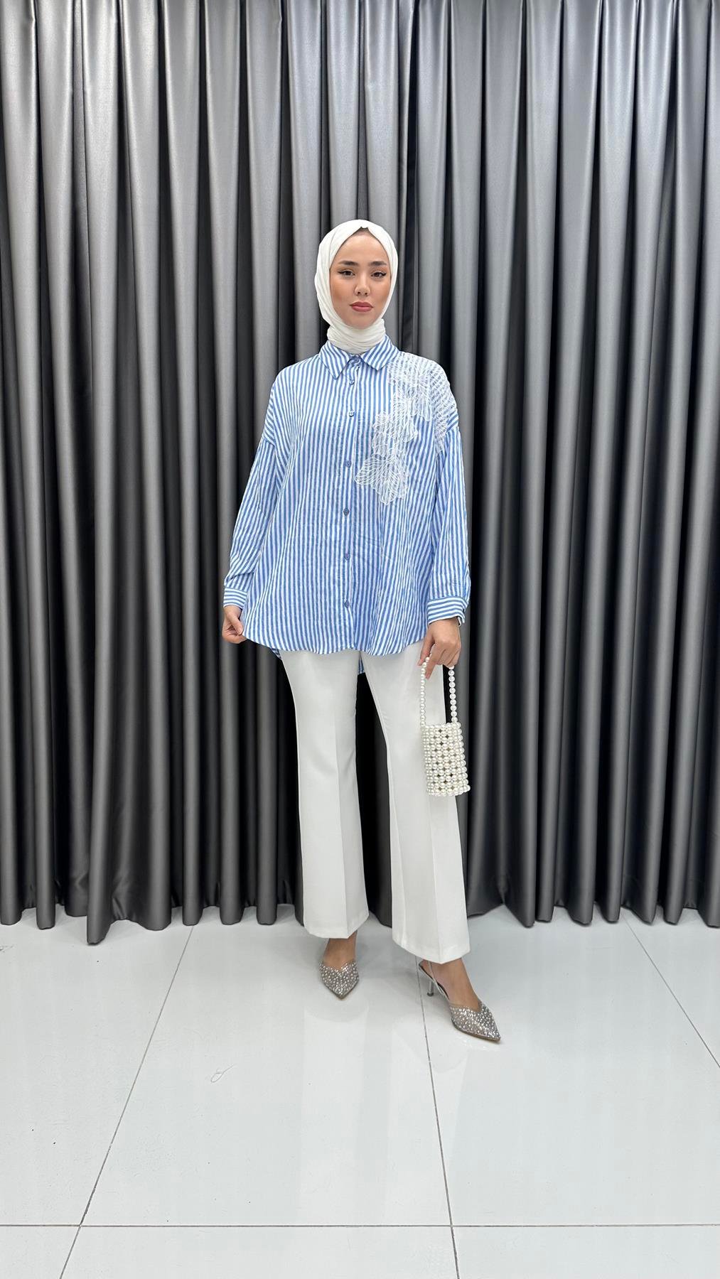 5605 B Bayan Tunik-Mavi