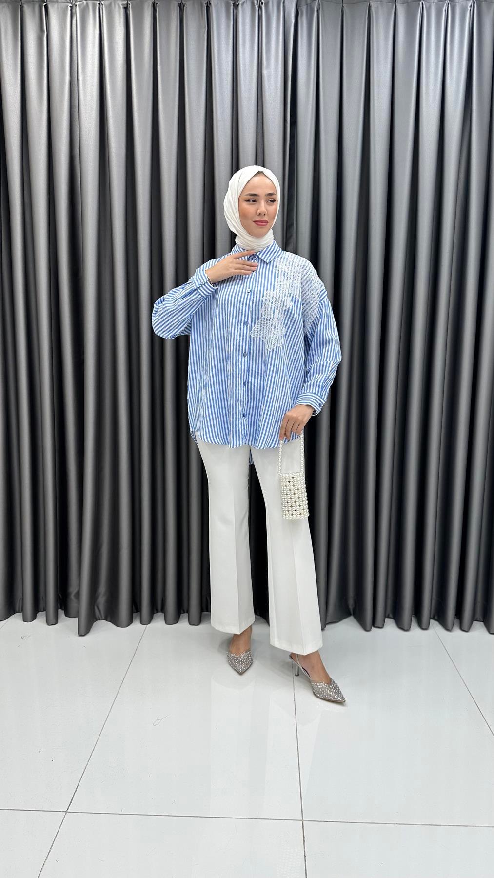 5605 B Bayan Tunik-Mavi