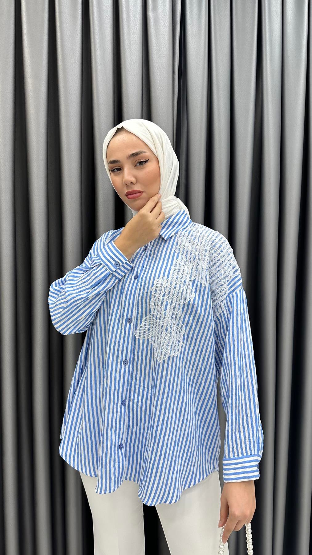 5605 B Bayan Tunik-Mavi