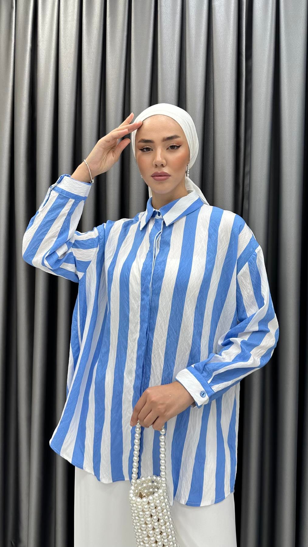 5612 B Bayan Tunik-Mavi