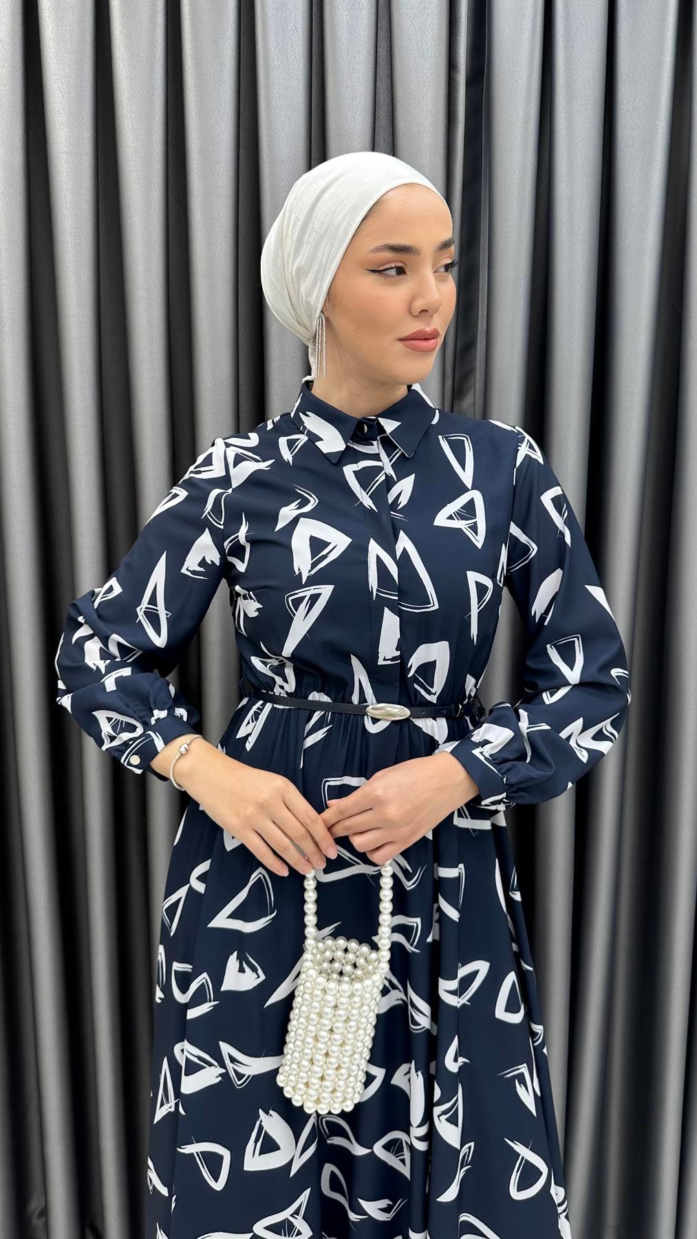 70063-08 F Bayan Elbise-Lacivert