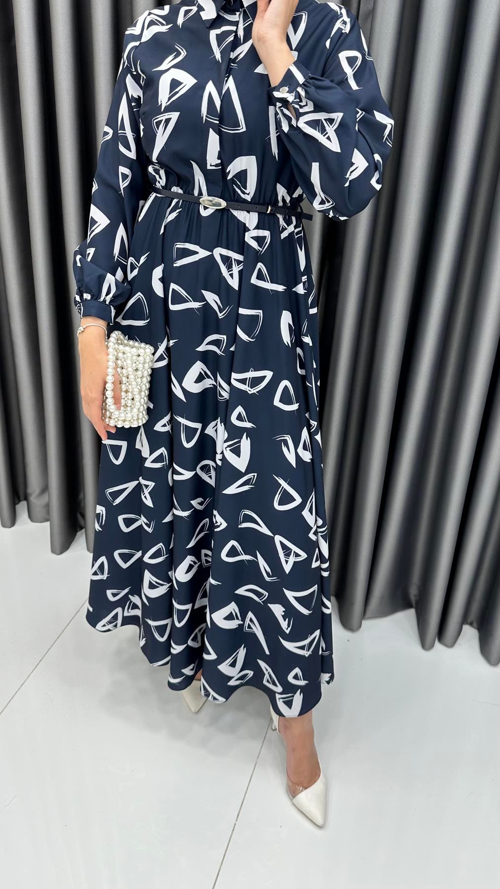 70063-08 F Bayan Elbise-Lacivert