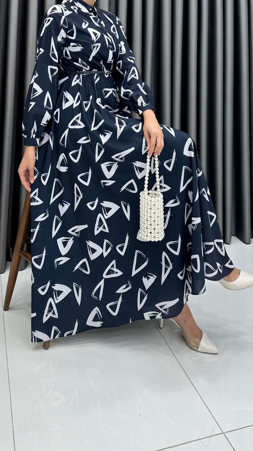 70063-08 F Bayan Elbise-Lacivert