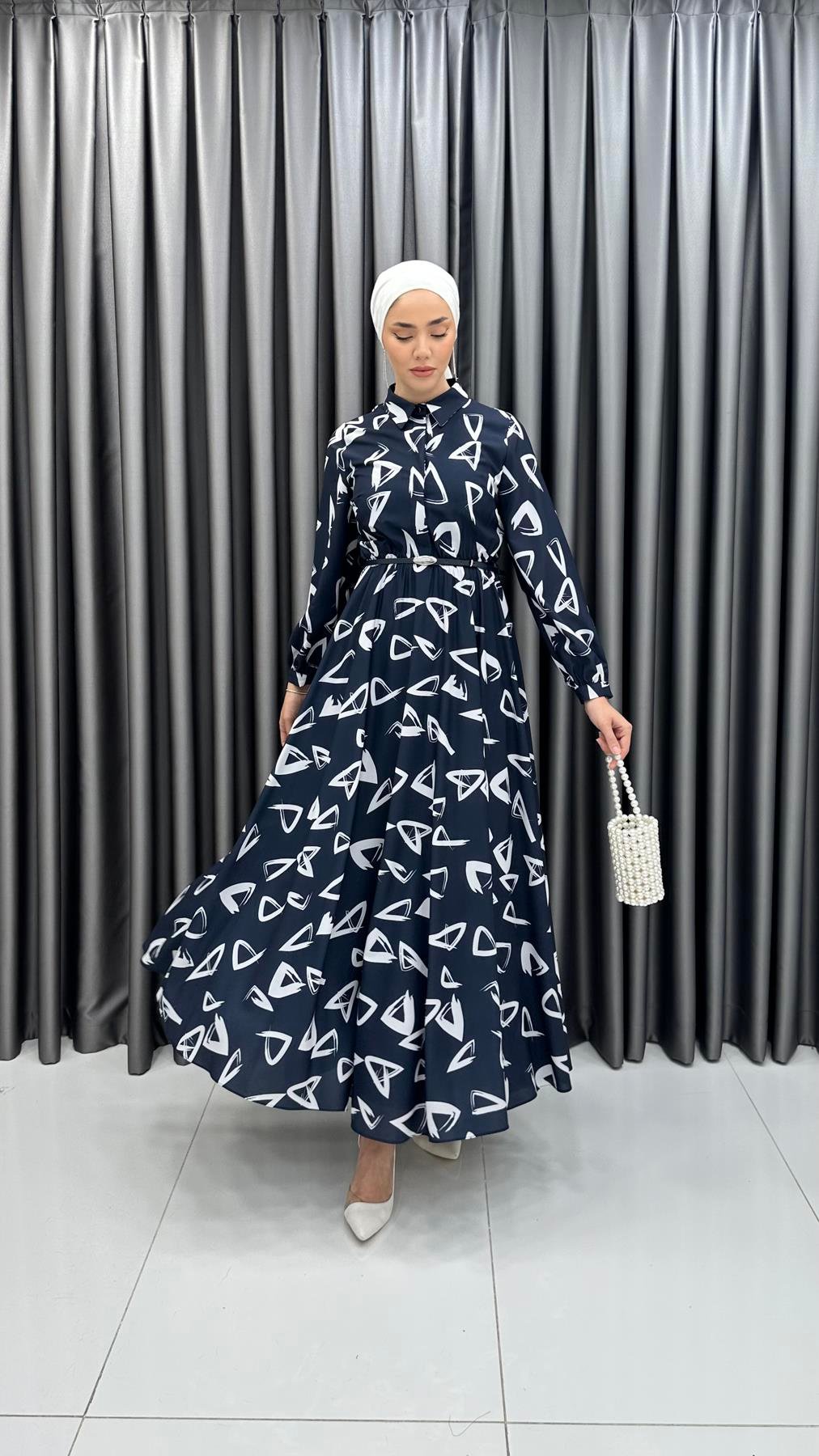 70063-08 F Bayan Elbise-Lacivert