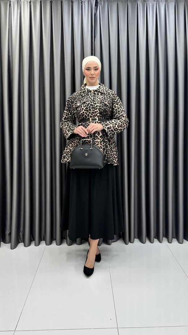 7039 W Leopar Tunik-Bej