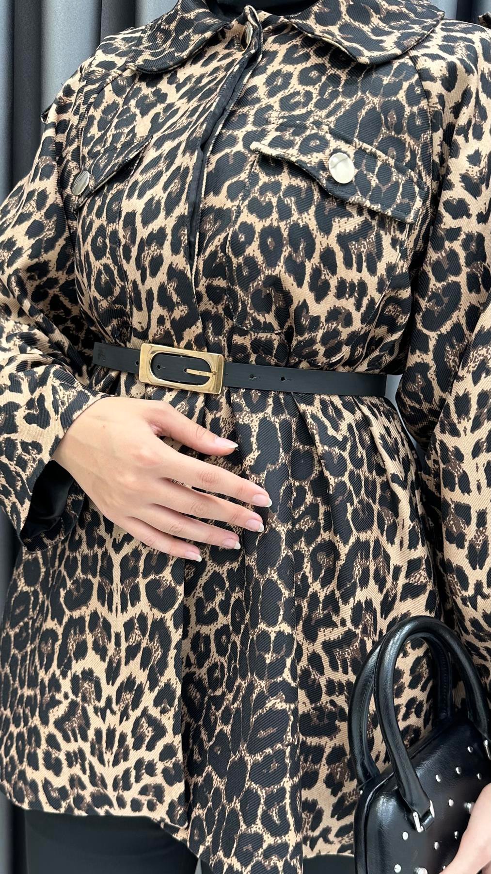 7039 W Leopar Tunik-Vizon