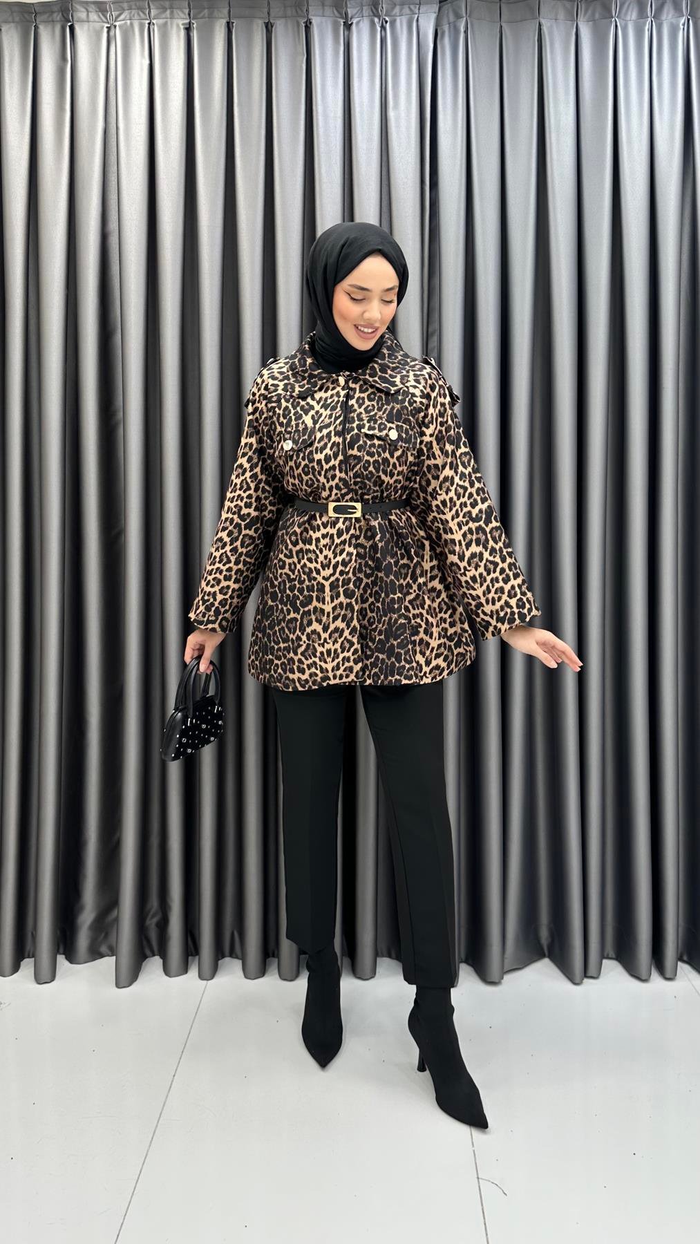 7039 W Leopar Tunik-Vizon
