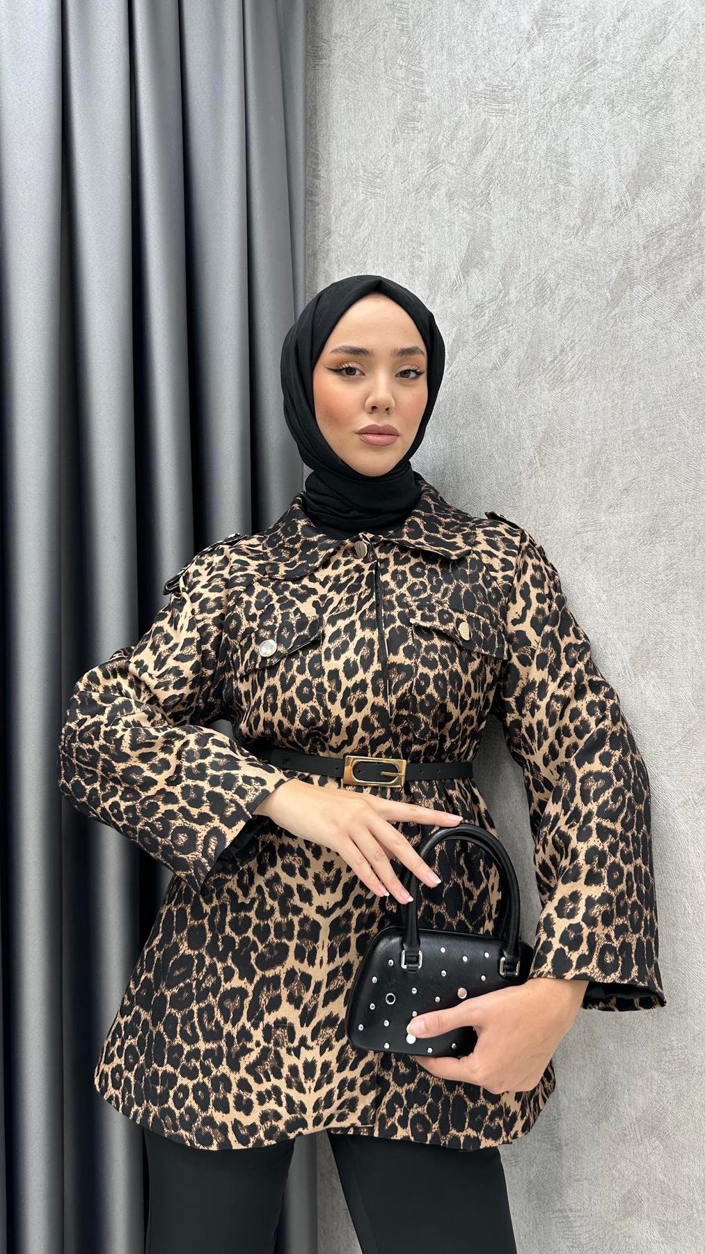 7039 W Leopar Tunik-Vizon