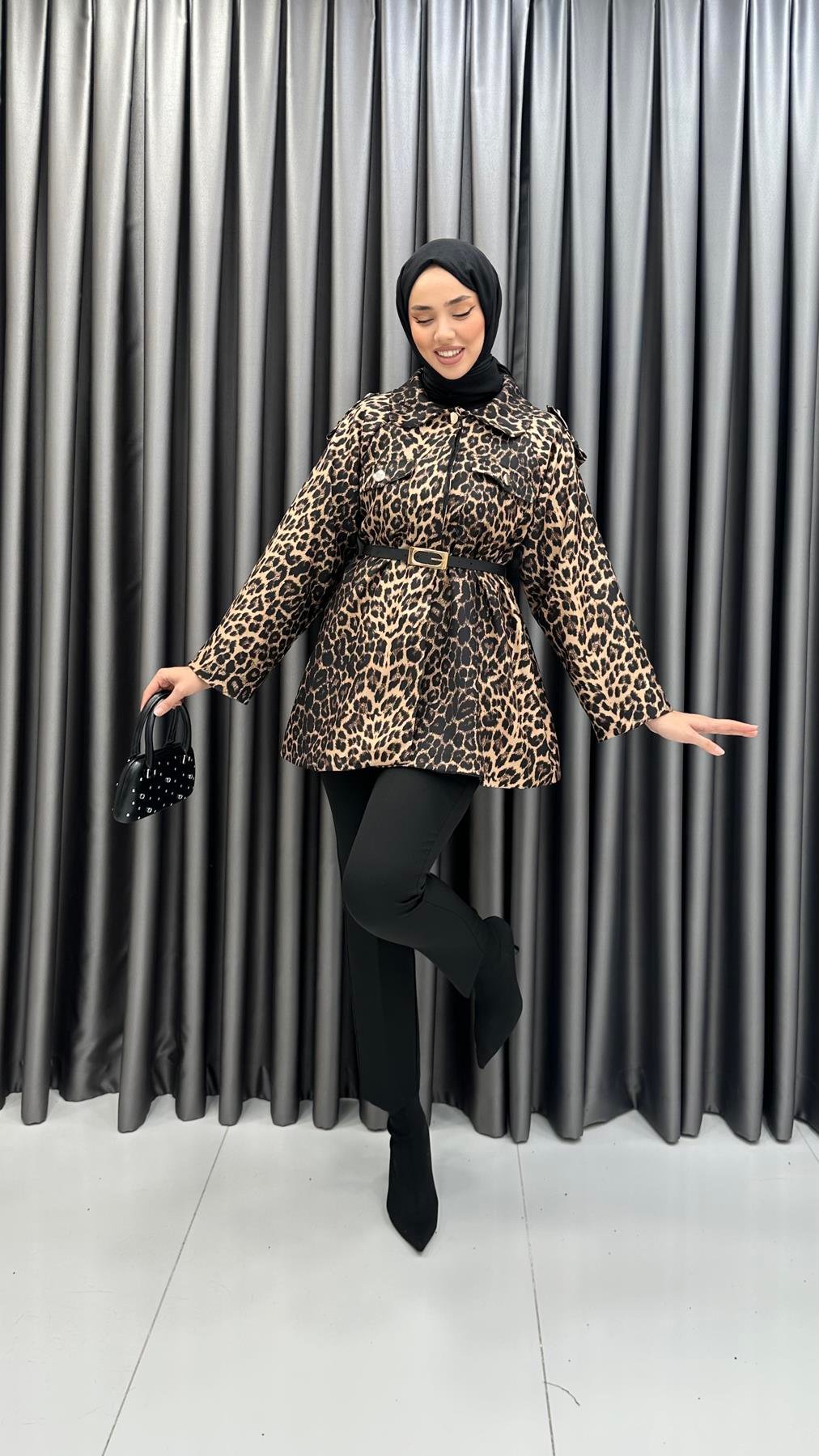 7039 W Leopar Tunik-Vizon