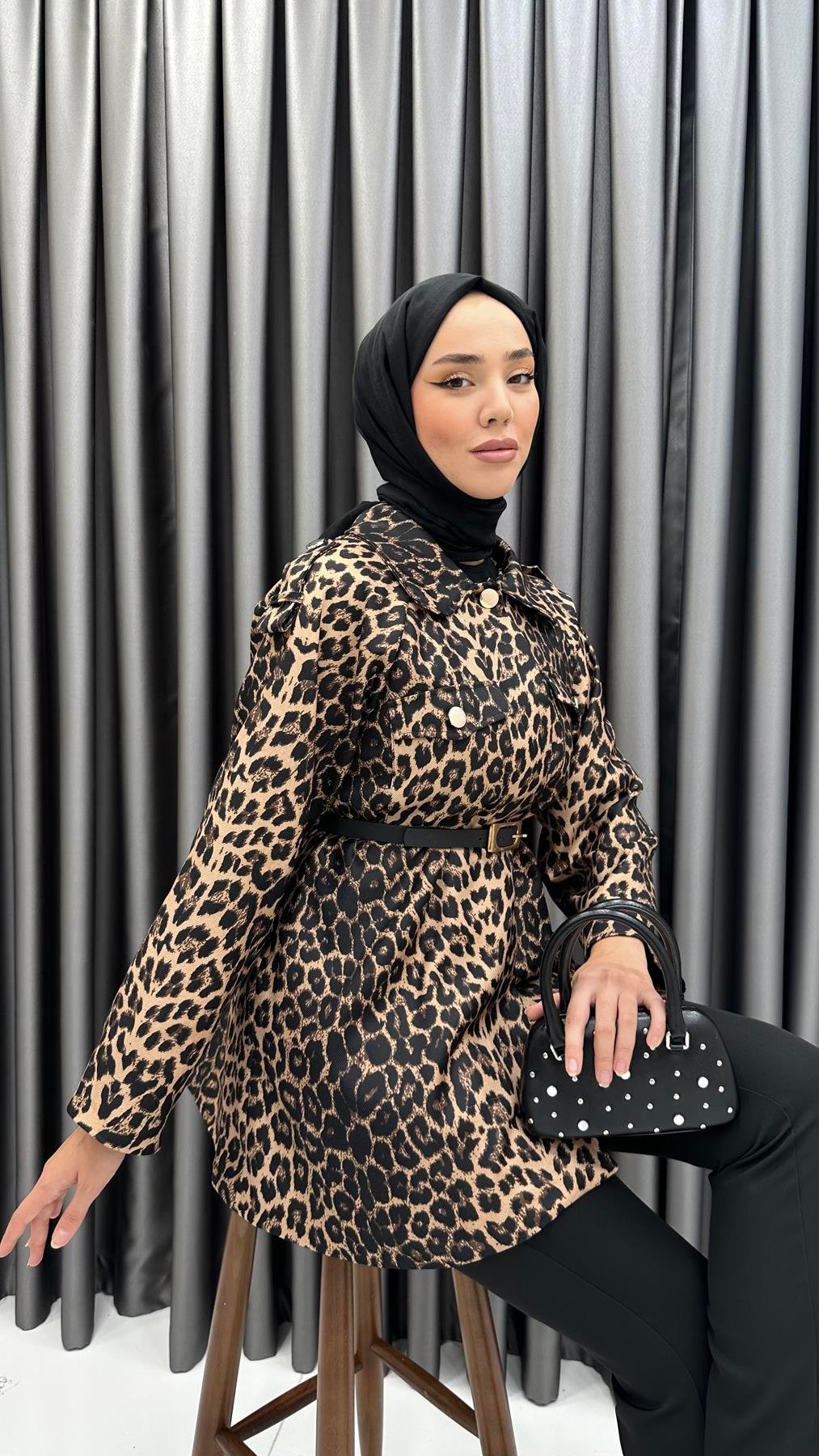 7039 W Leopar Tunik-Vizon