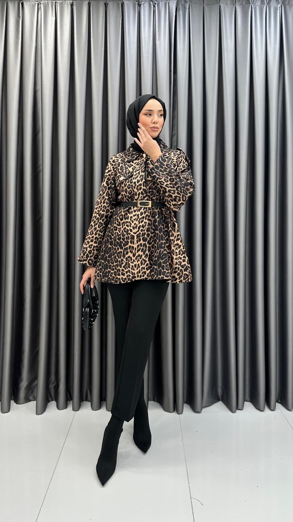 7039 W Leopar Tunik-Vizon