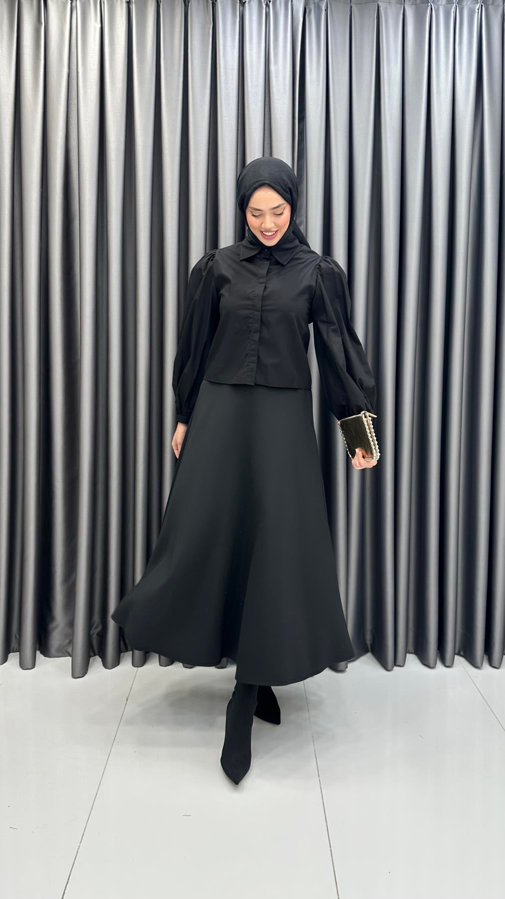 7047 W Bayan Gömlek-Siyah