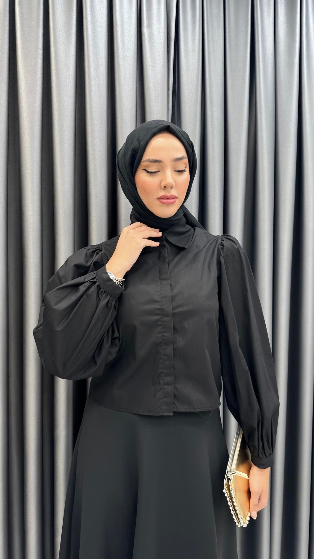 7047 W Bayan Gömlek-Siyah