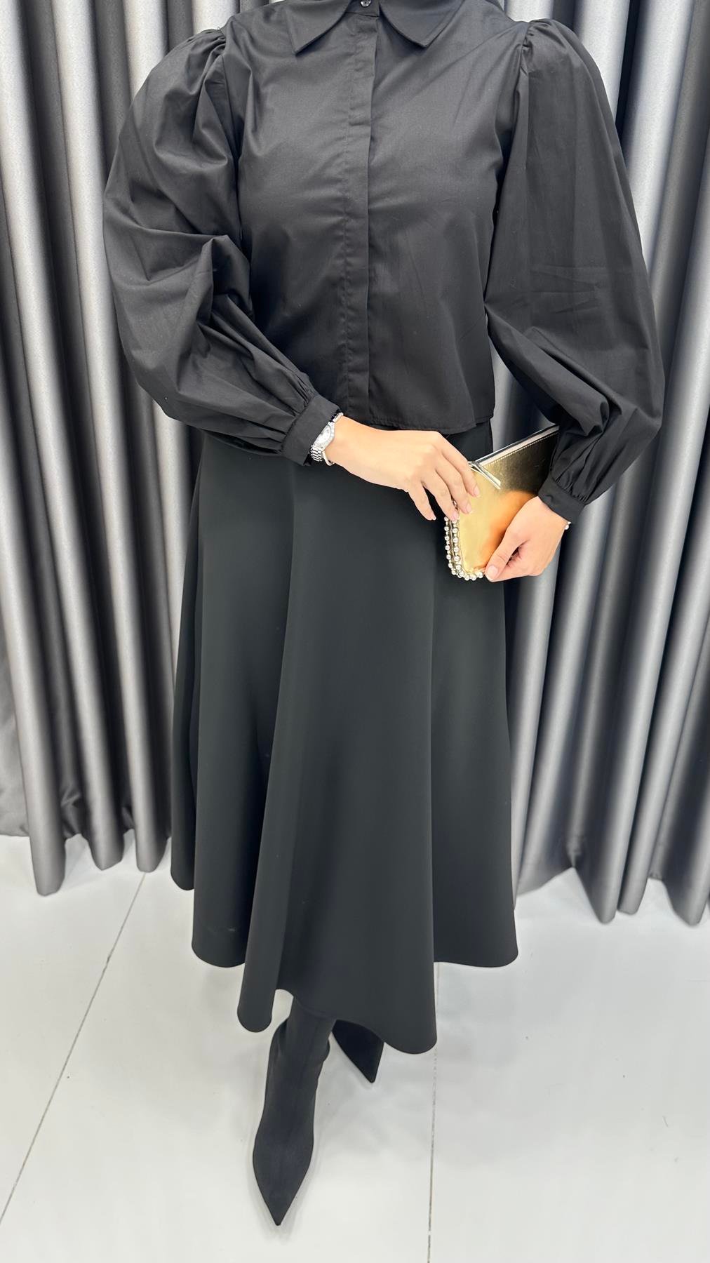 7047 W Bayan Gömlek-Siyah