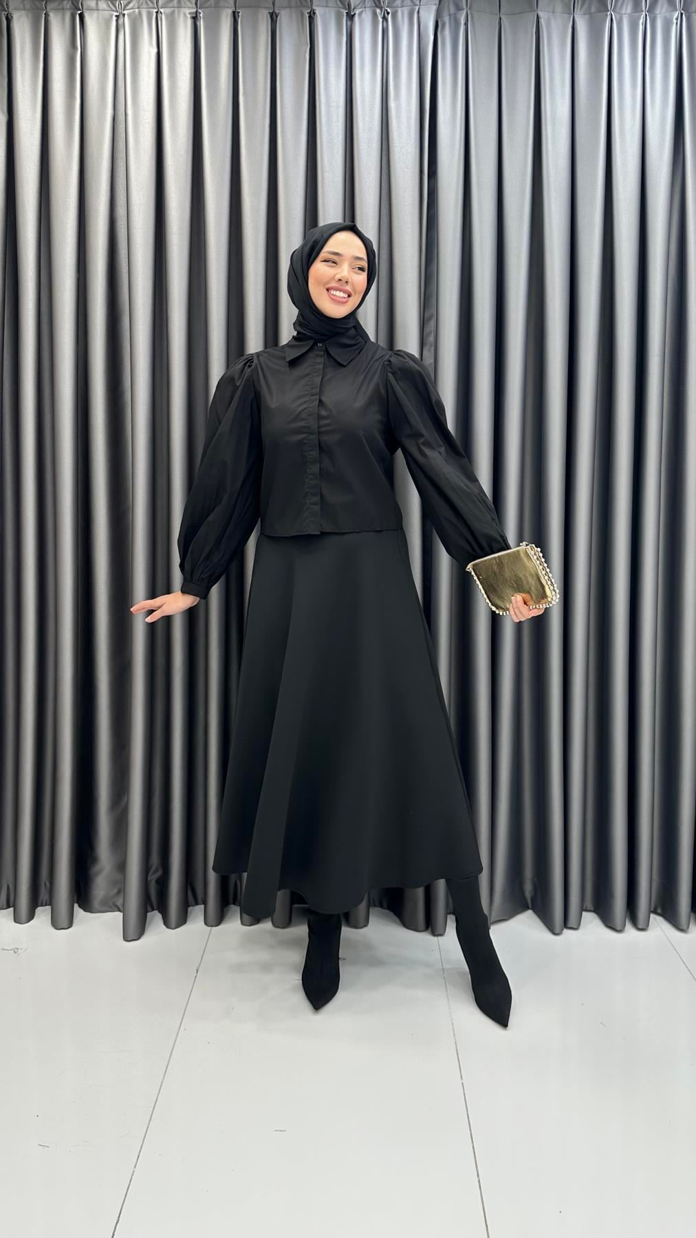 7047 W Bayan Gömlek-Siyah