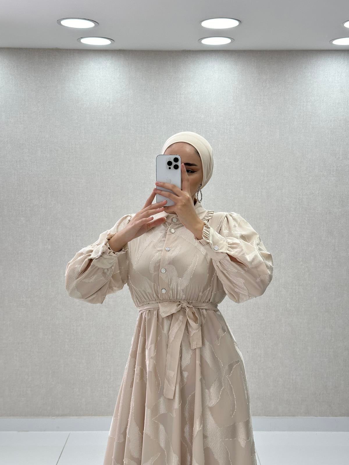 7281 L Bayan Elbise-Krem