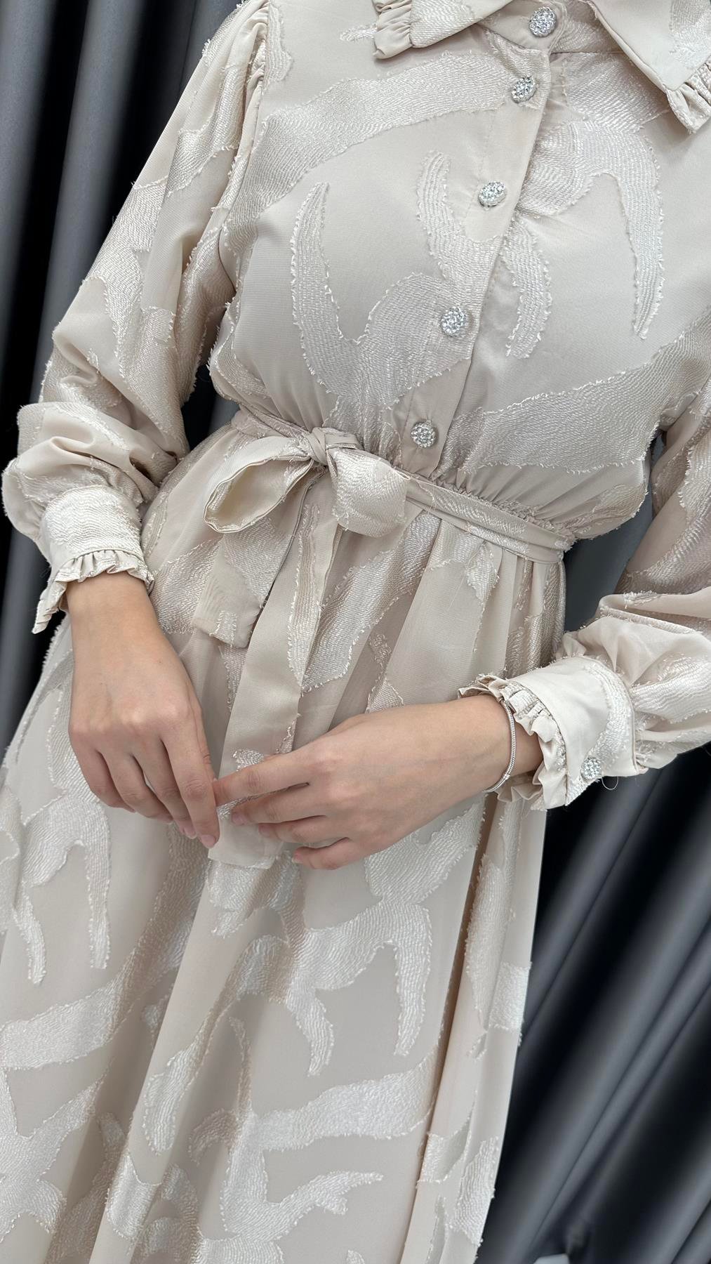 7281 L Bayan Elbise-Krem