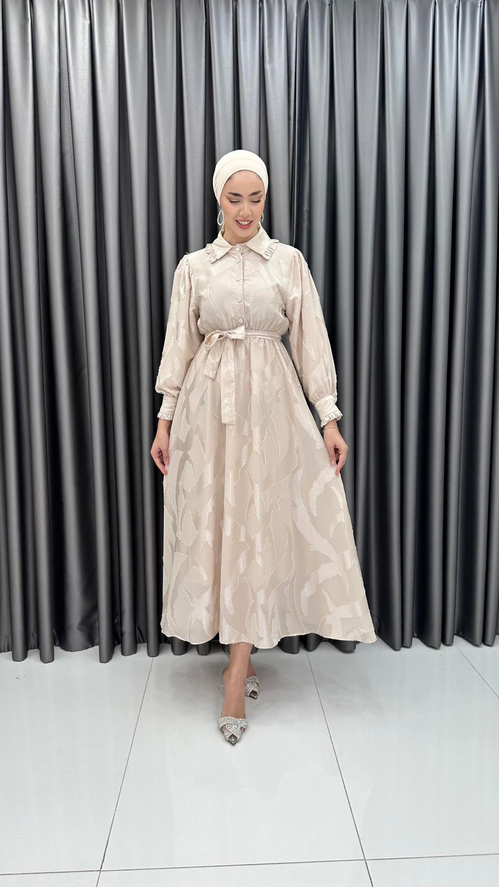 7281 L Bayan Elbise-Krem