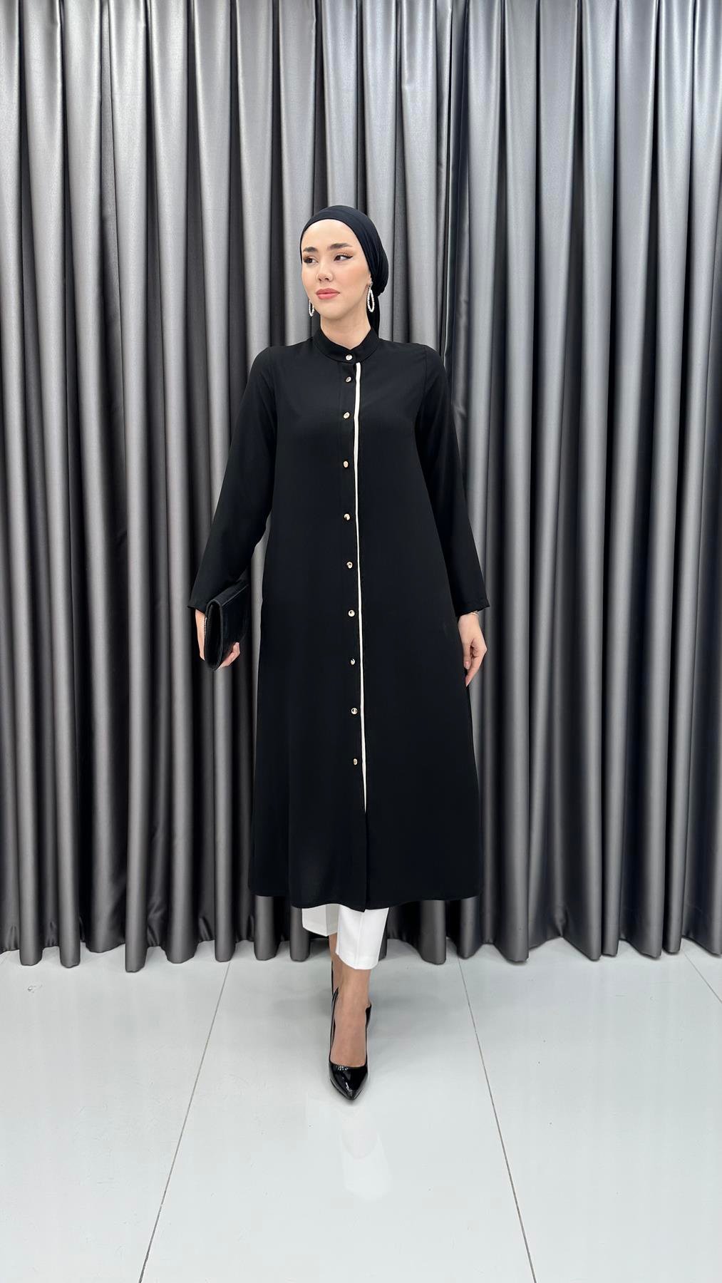 7599 N Maksi Tunik-Siyah