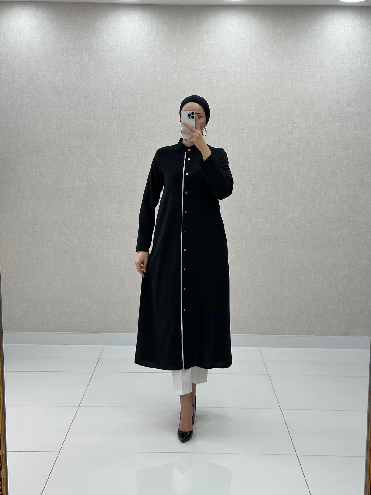 7599 N Maksi Tunik-Siyah