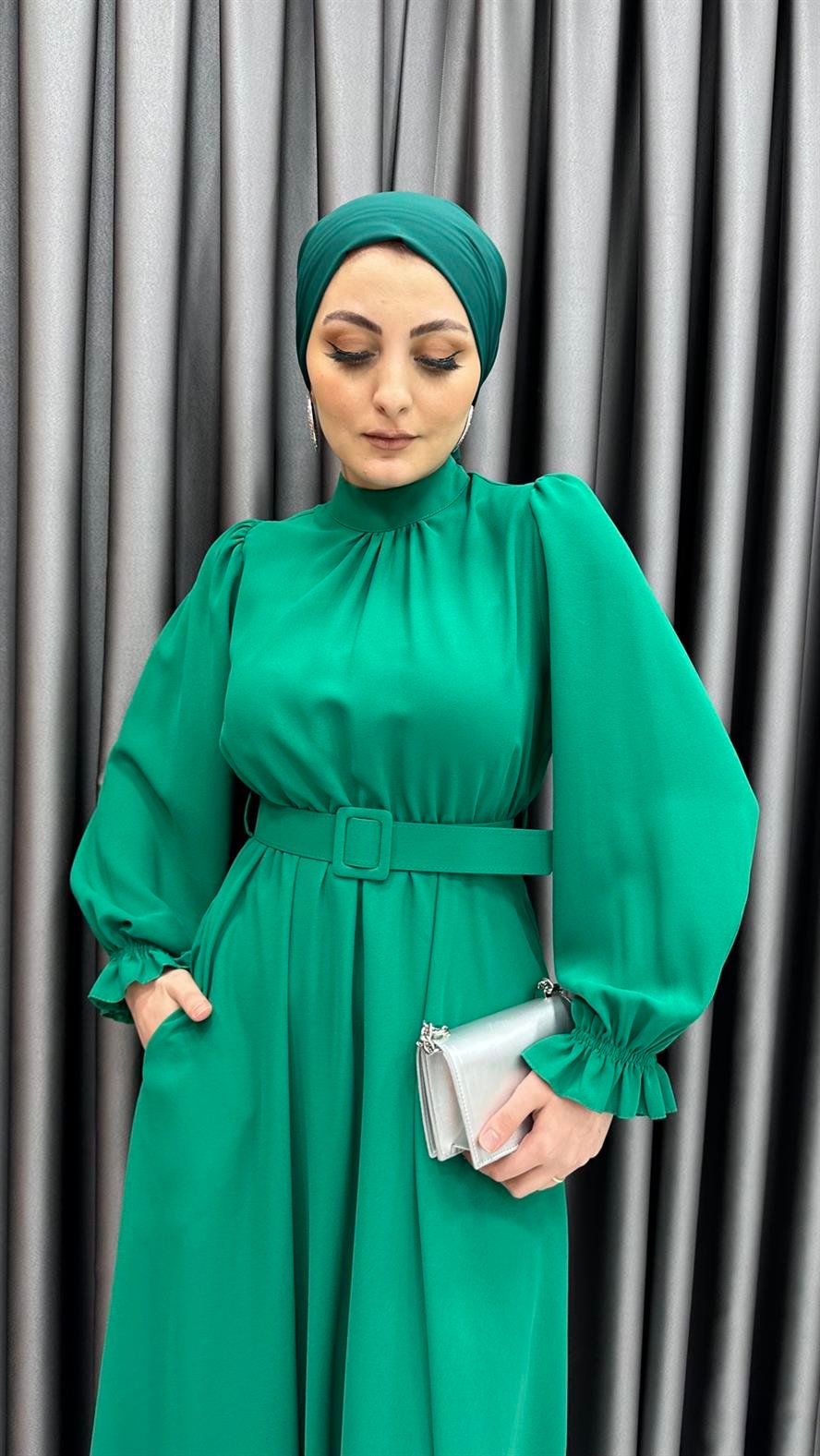 8013 H Bayan Elbise-Yeşil