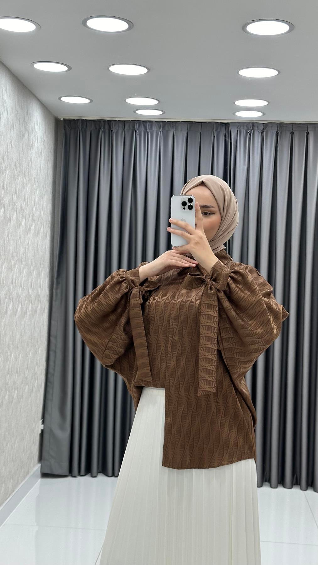 8218 H Bayan Gömlek-Kahve Rengi