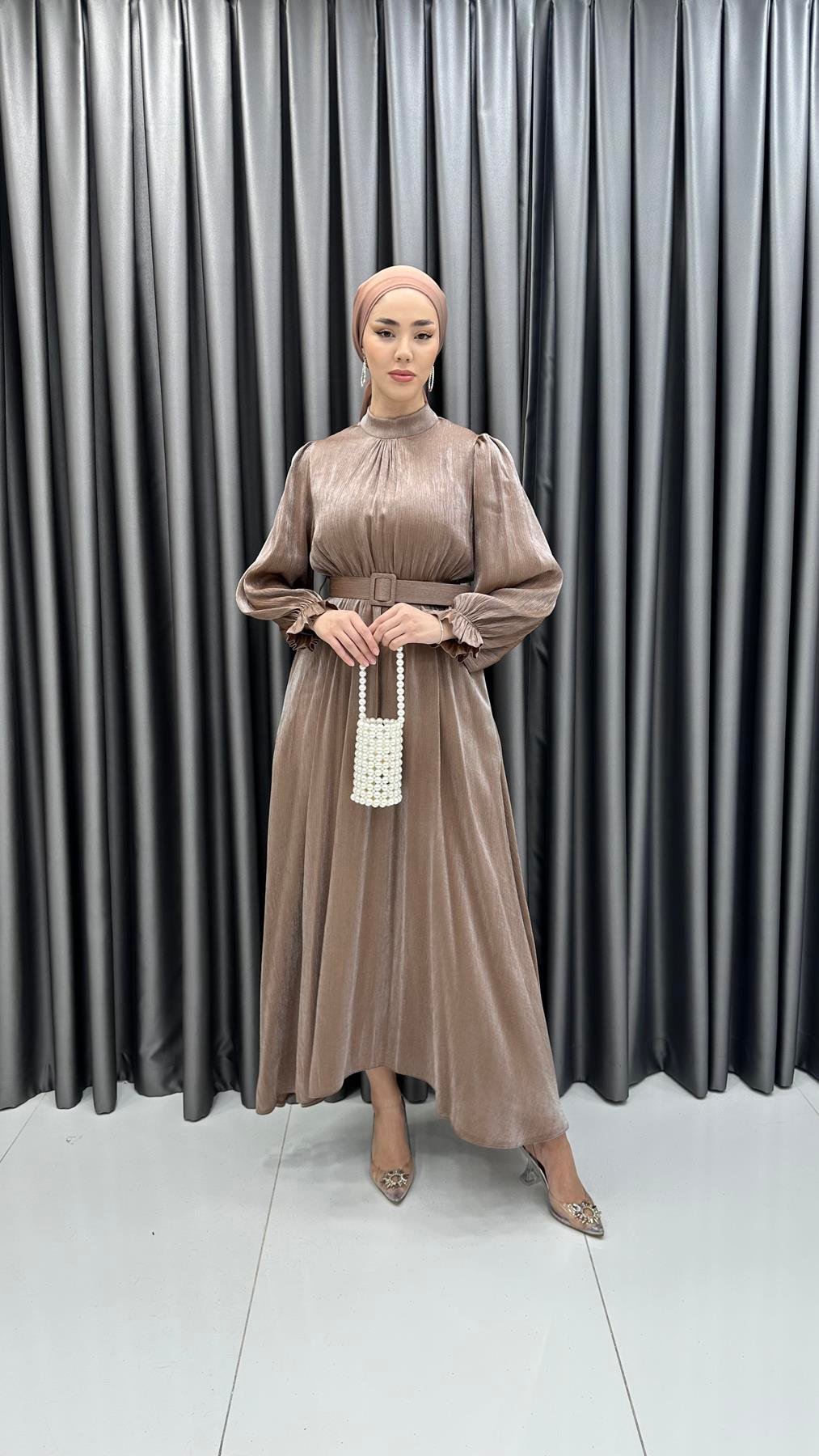 8260 H Bayan Elbise-Kahve Rengi