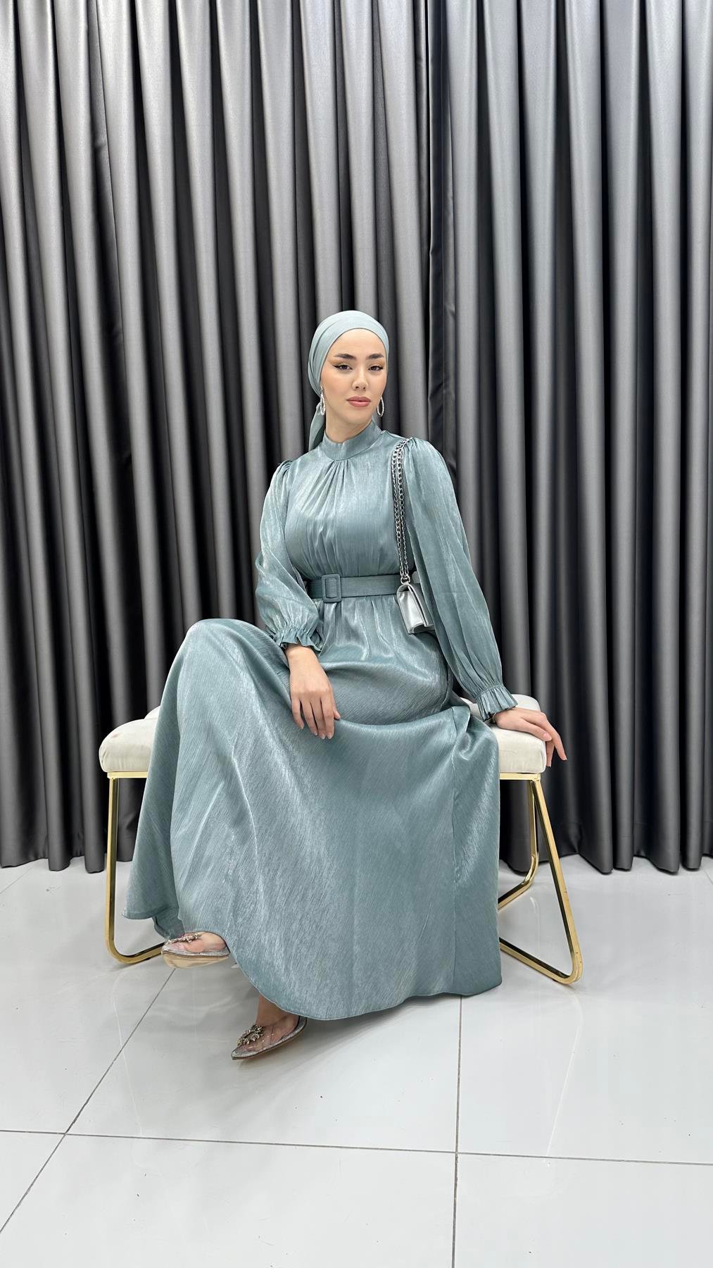 8260 H Bayan Elbise-Mint