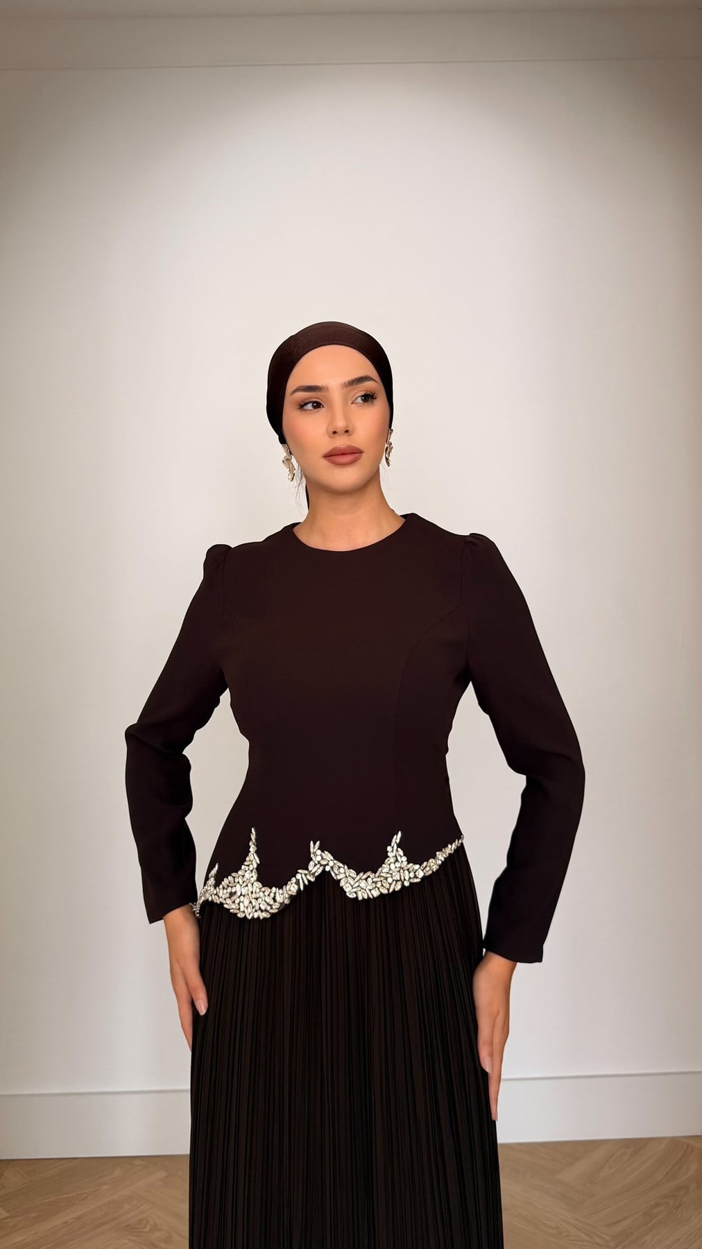 856 G Abiye Elbise-Kahve Rengi
