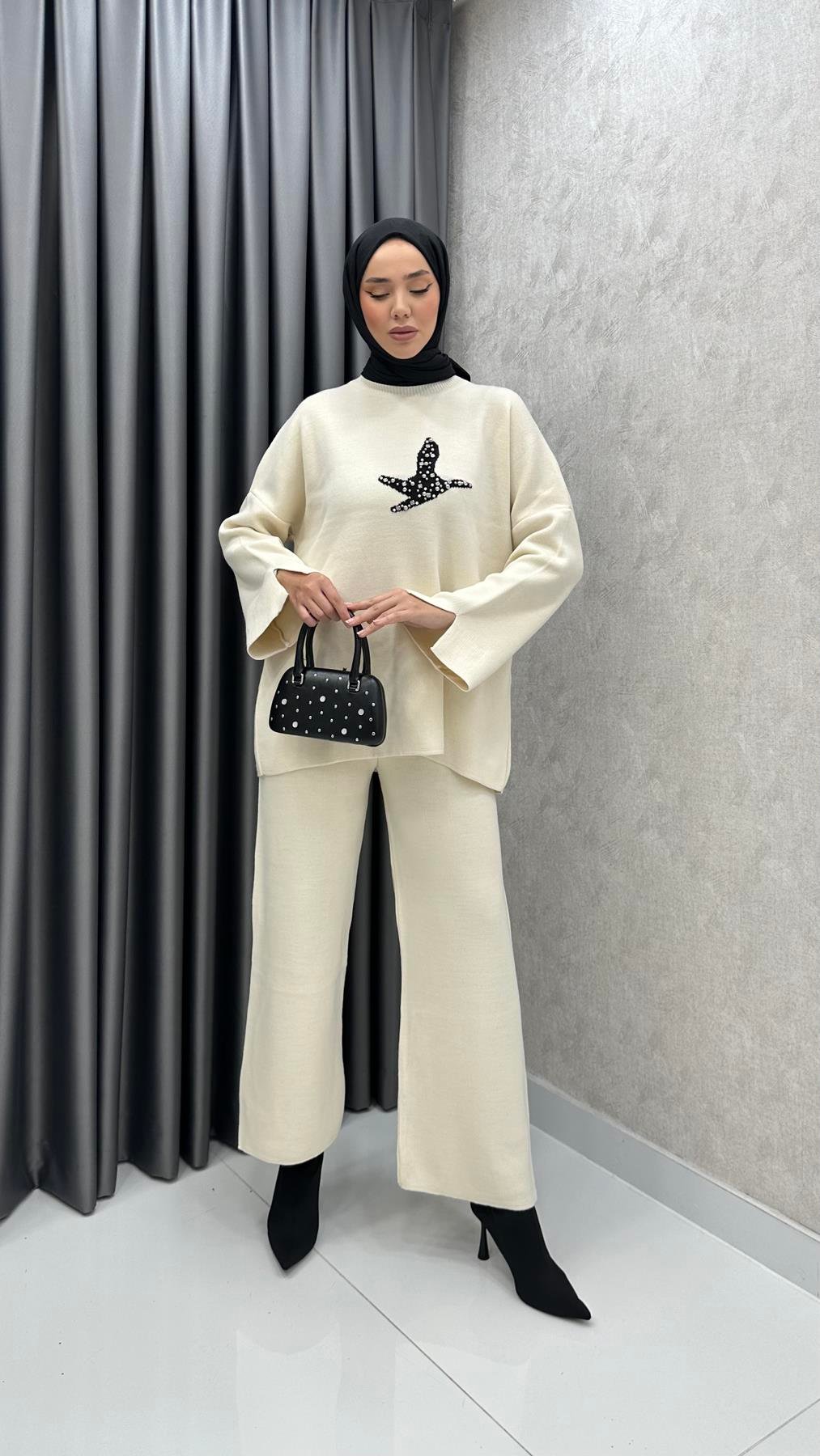 9001 W Triko Takım-Ekru