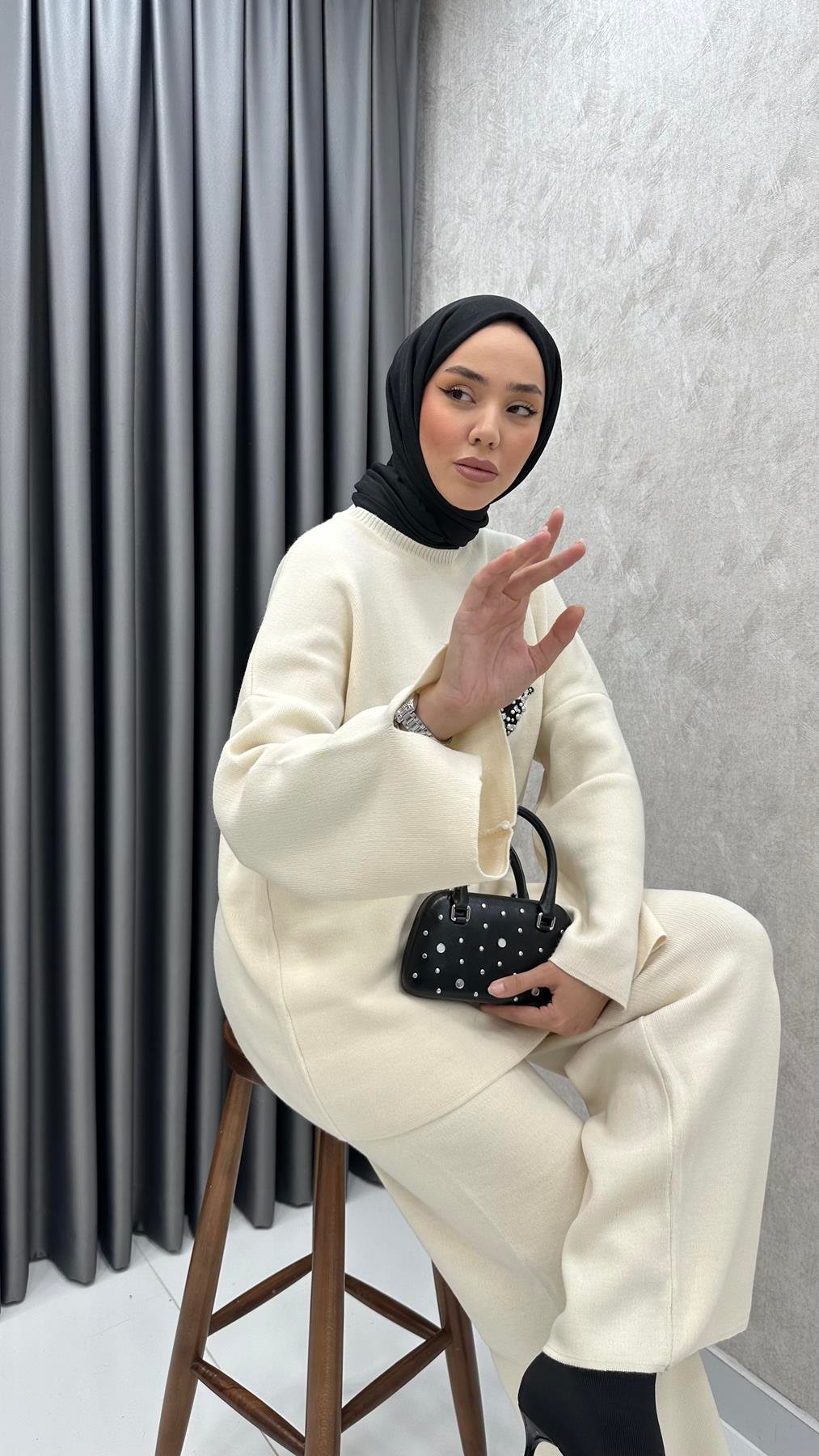 9001 W Triko Takım-Ekru